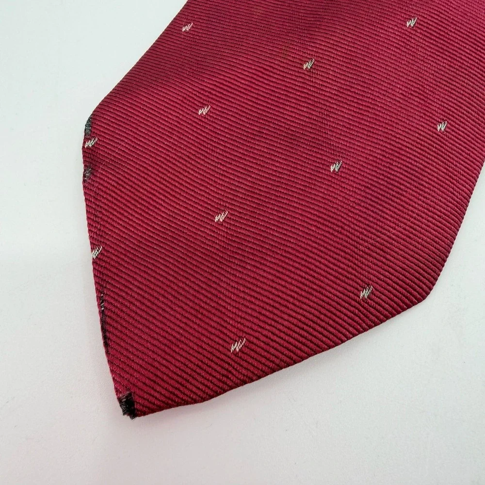 Vtg Christian Dior Tie Mens Crimson Red Silk Necktie Made in USA Designer Luxury